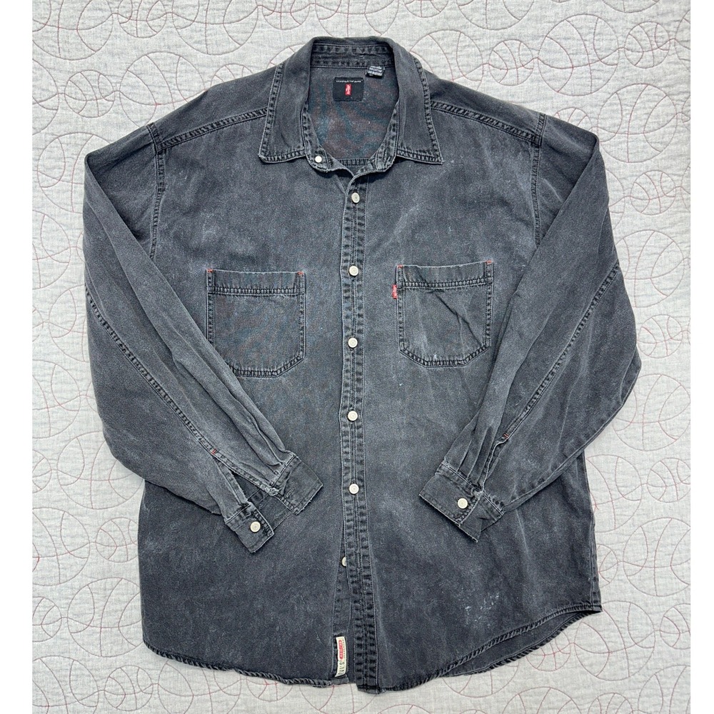 Levis Denim Button Down Black Vintage 90s Red Tab / Mens XL